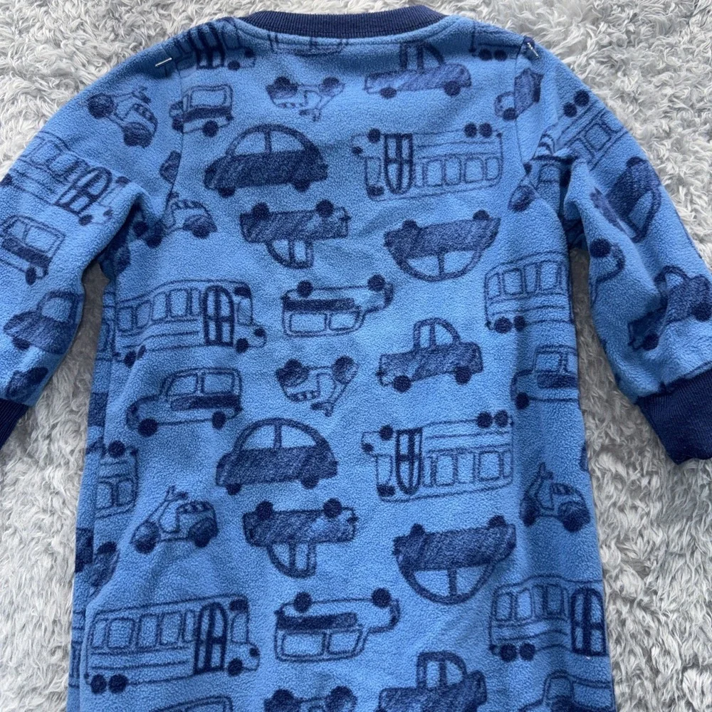 Carter's Blue Fleece Car Vehicle Footed Pajamas Full Zip 6 M